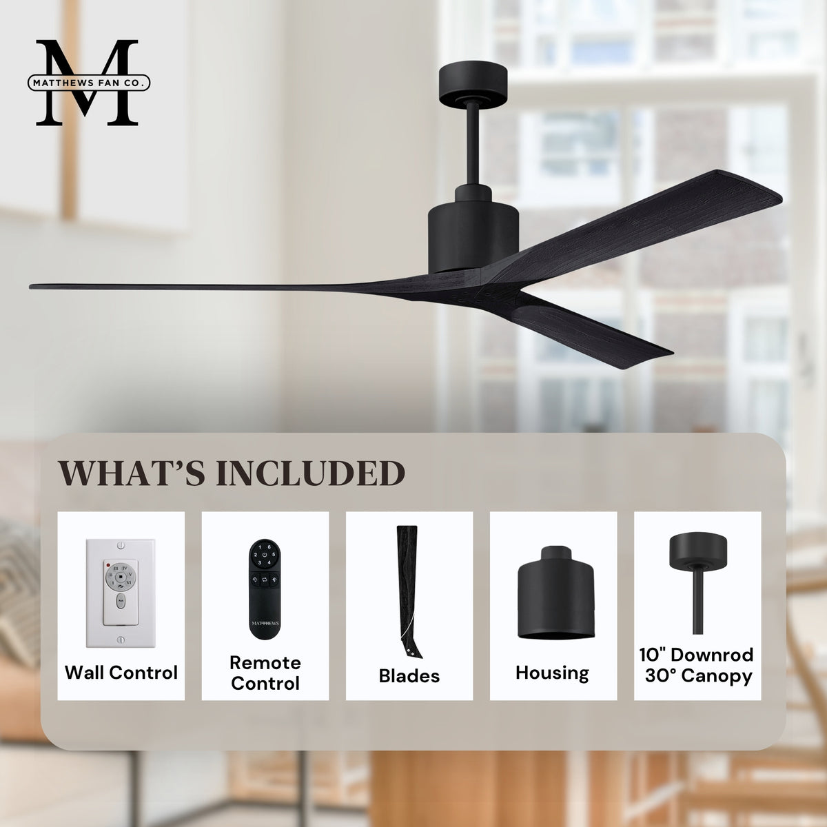72-Inch Nan 3-Blade Ceiling Fan Without light kit