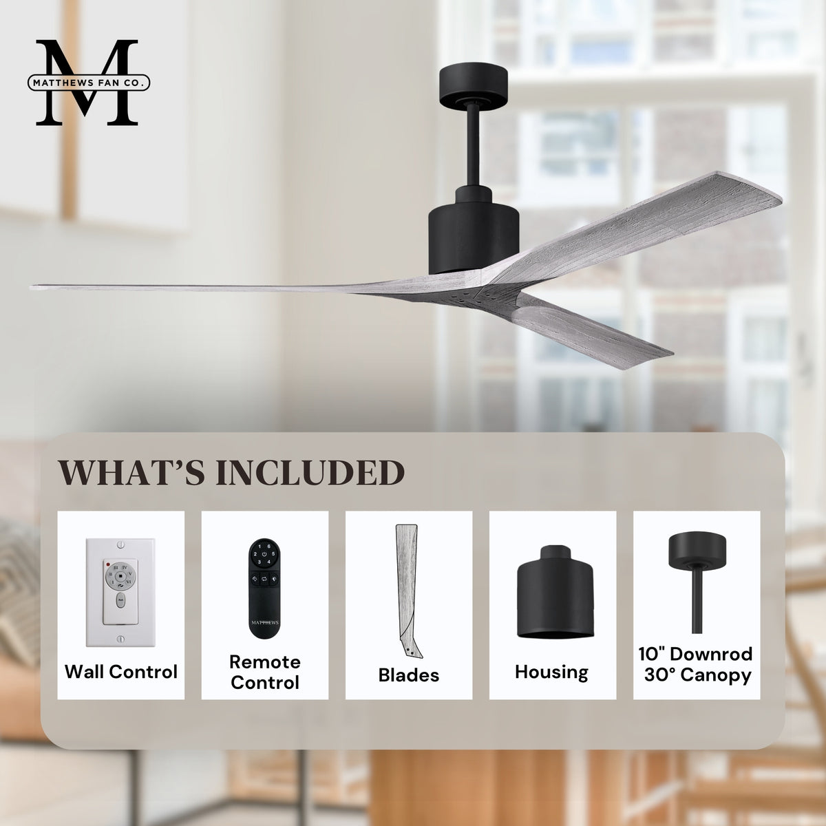 72-Inch Nan 3-Blade Ceiling Fan Without light kit