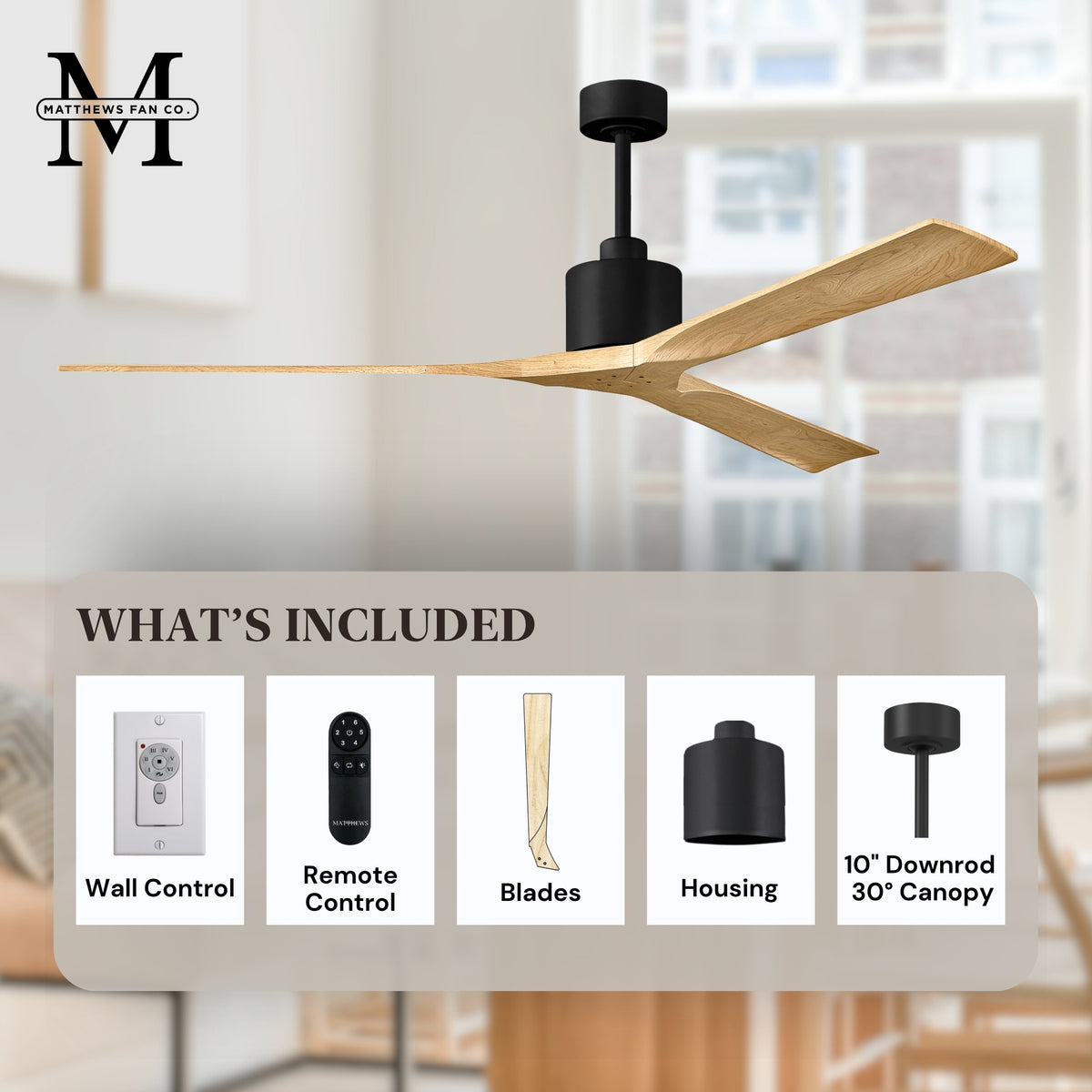 72-Inch Nan 3-Blade Ceiling Fan Without light kit