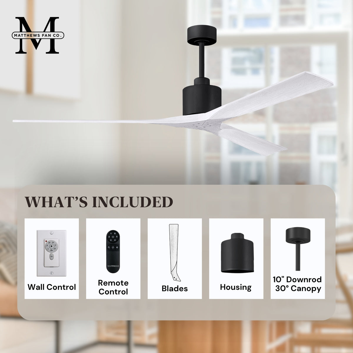 72-Inch Nan 3-Blade Ceiling Fan Without light kit