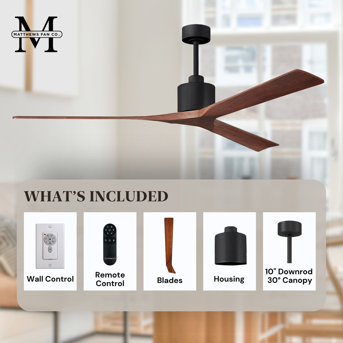 72-Inch Nan 3-Blade Ceiling Fan Without light kit