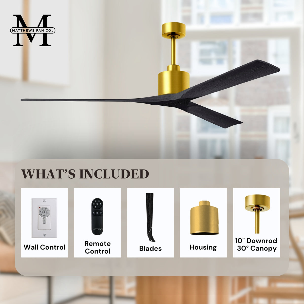 72-Inch Nan 3-Blade Ceiling Fan Without light kit