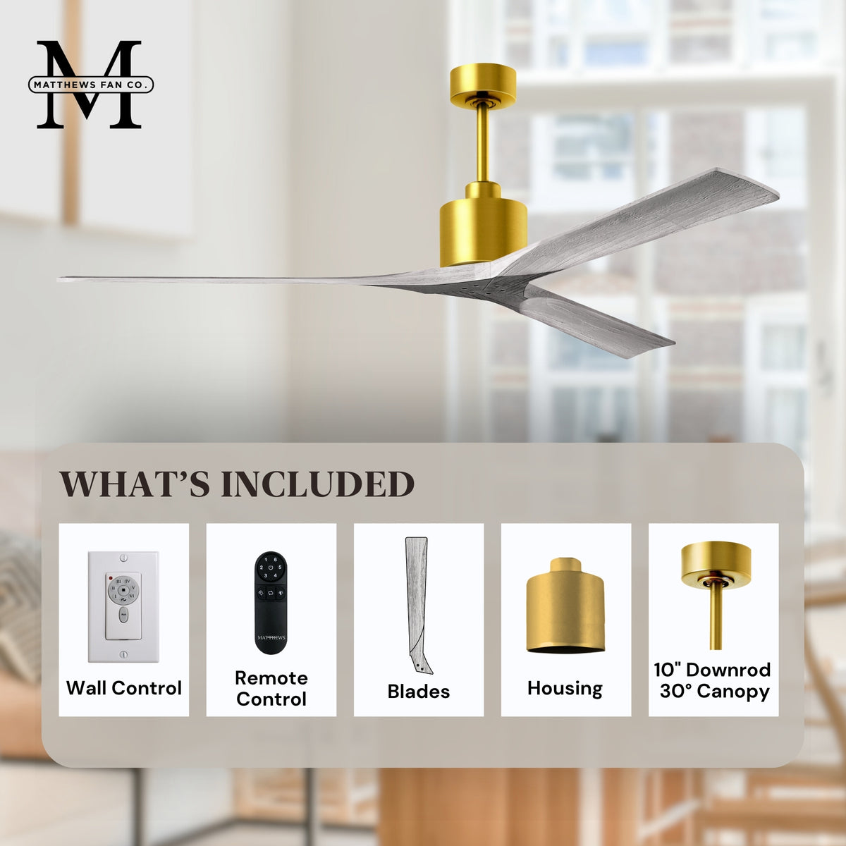 72-Inch Nan 3-Blade Ceiling Fan Without light kit