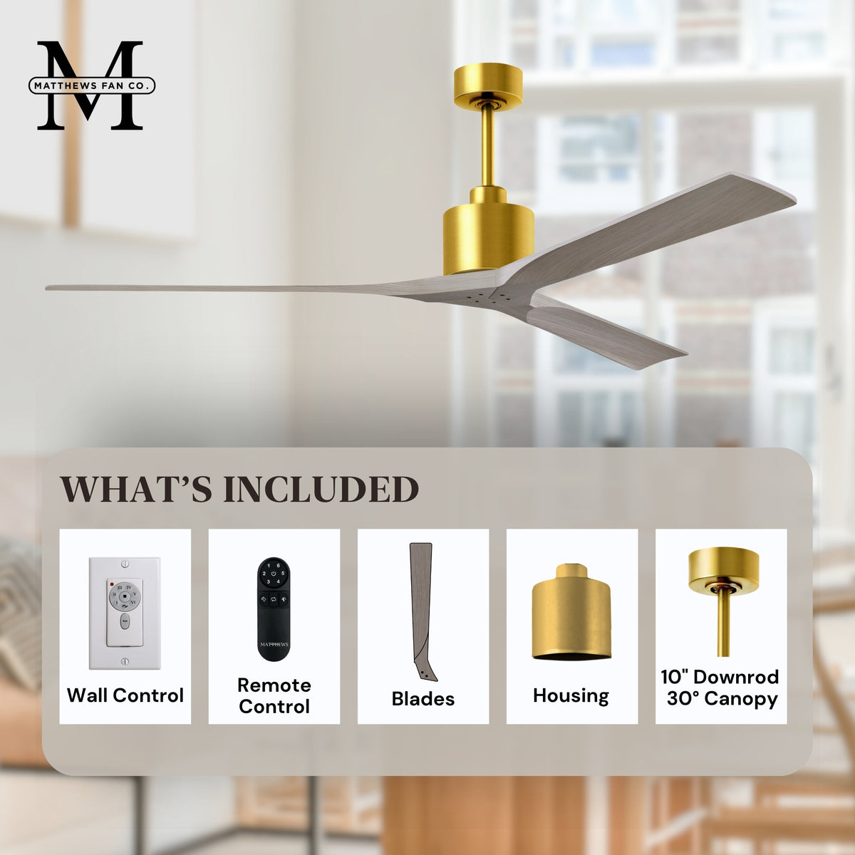 72-Inch Nan 3-Blade Ceiling Fan Without light kit