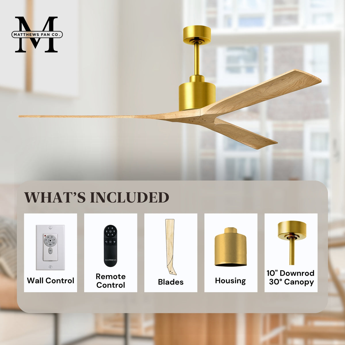 72-Inch Nan 3-Blade Ceiling Fan Without light kit