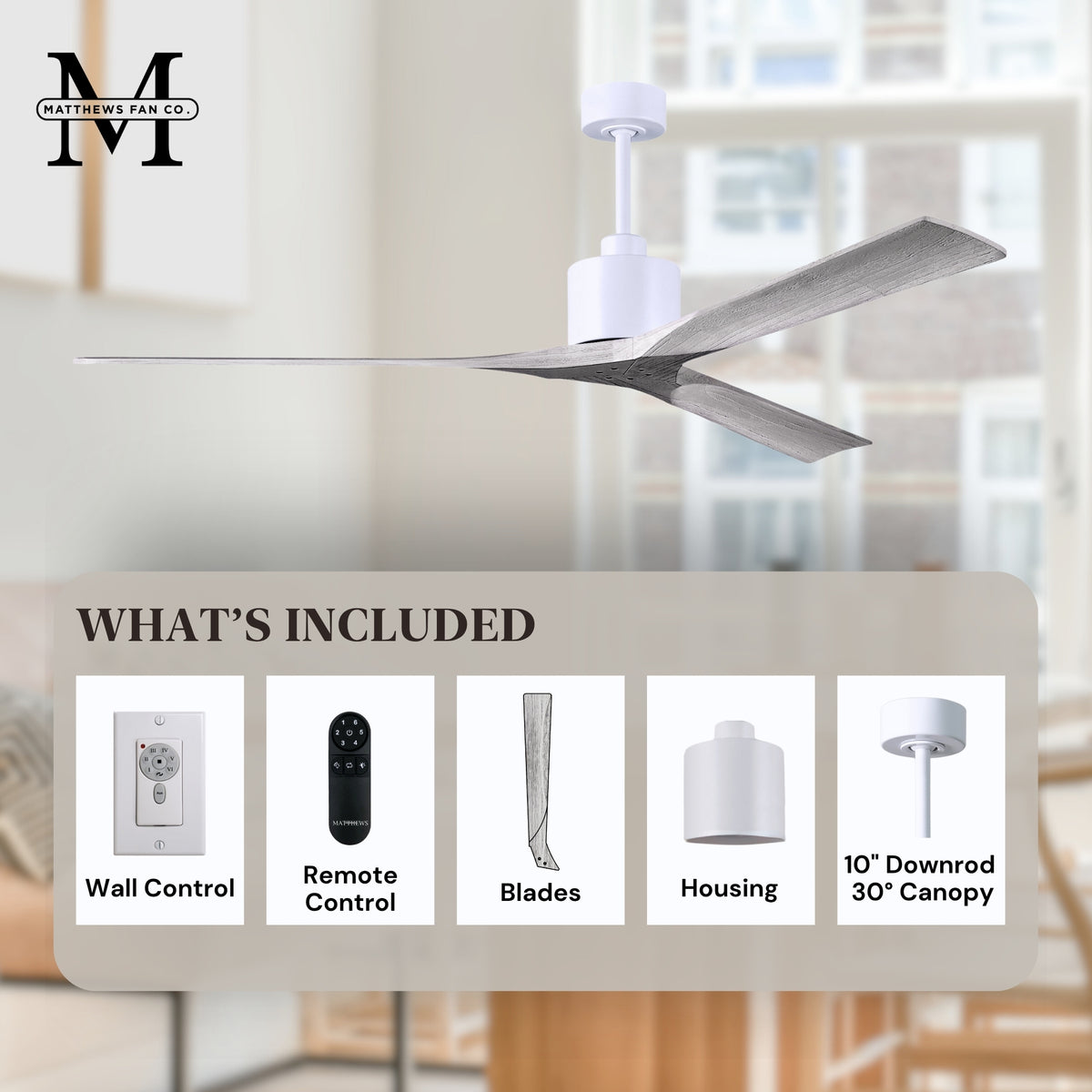 72-Inch Nan 3-Blade Ceiling Fan Without light kit