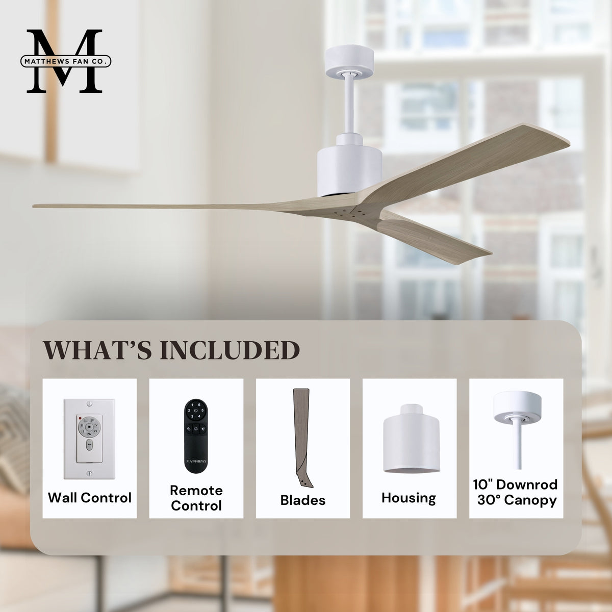 72-Inch Nan 3-Blade Ceiling Fan Without light kit
