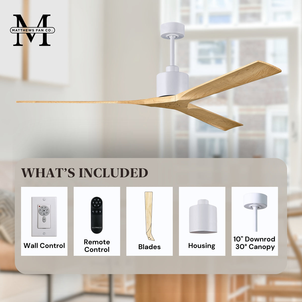72-Inch Nan 3-Blade Ceiling Fan Without light kit
