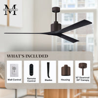 72-Inch Nan 3-Blade Ceiling Fan Without light kit