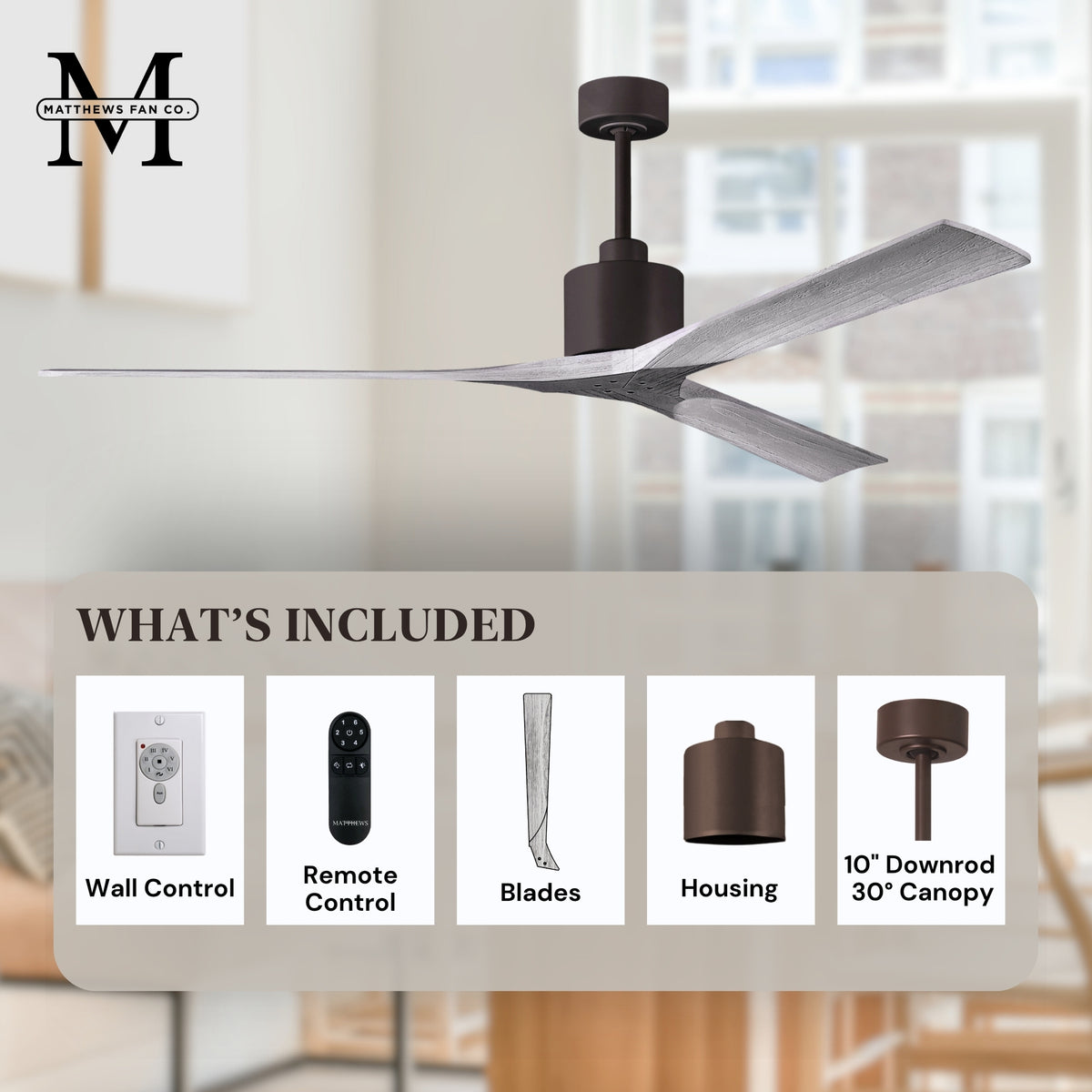 72-Inch Nan 3-Blade Ceiling Fan Without light kit