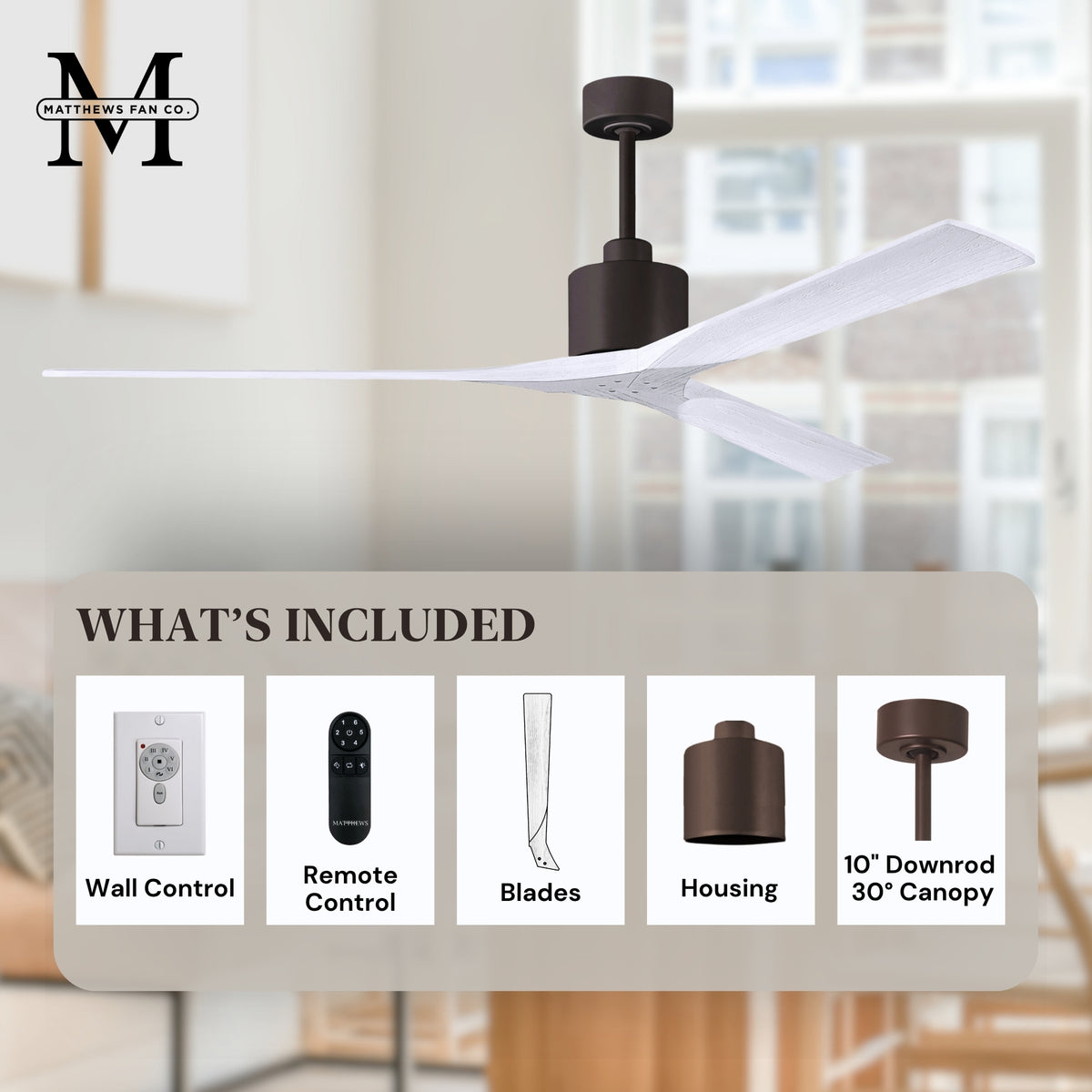 72-Inch Nan 3-Blade Ceiling Fan Without light kit