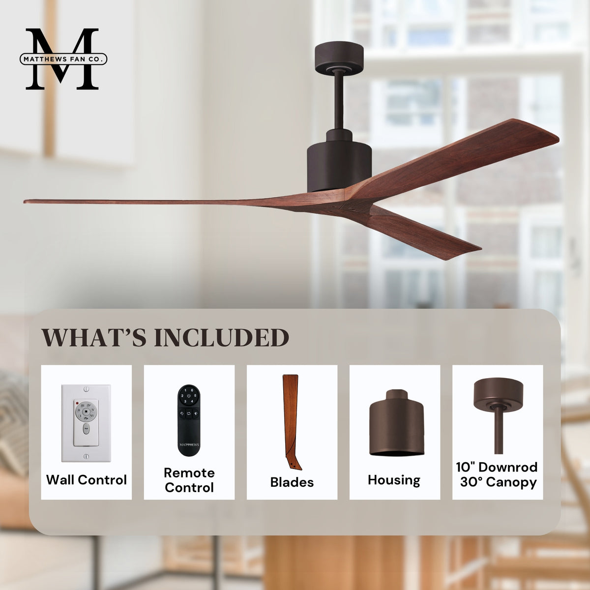 72-Inch Nan 3-Blade Ceiling Fan Without light kit