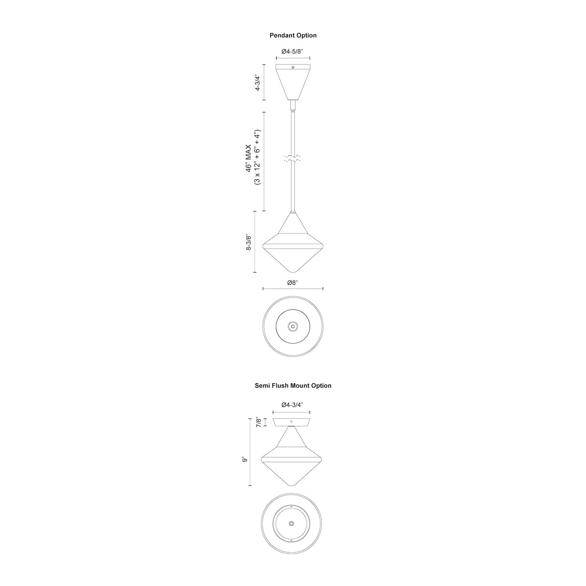 Nora 8-in Steel Pendant