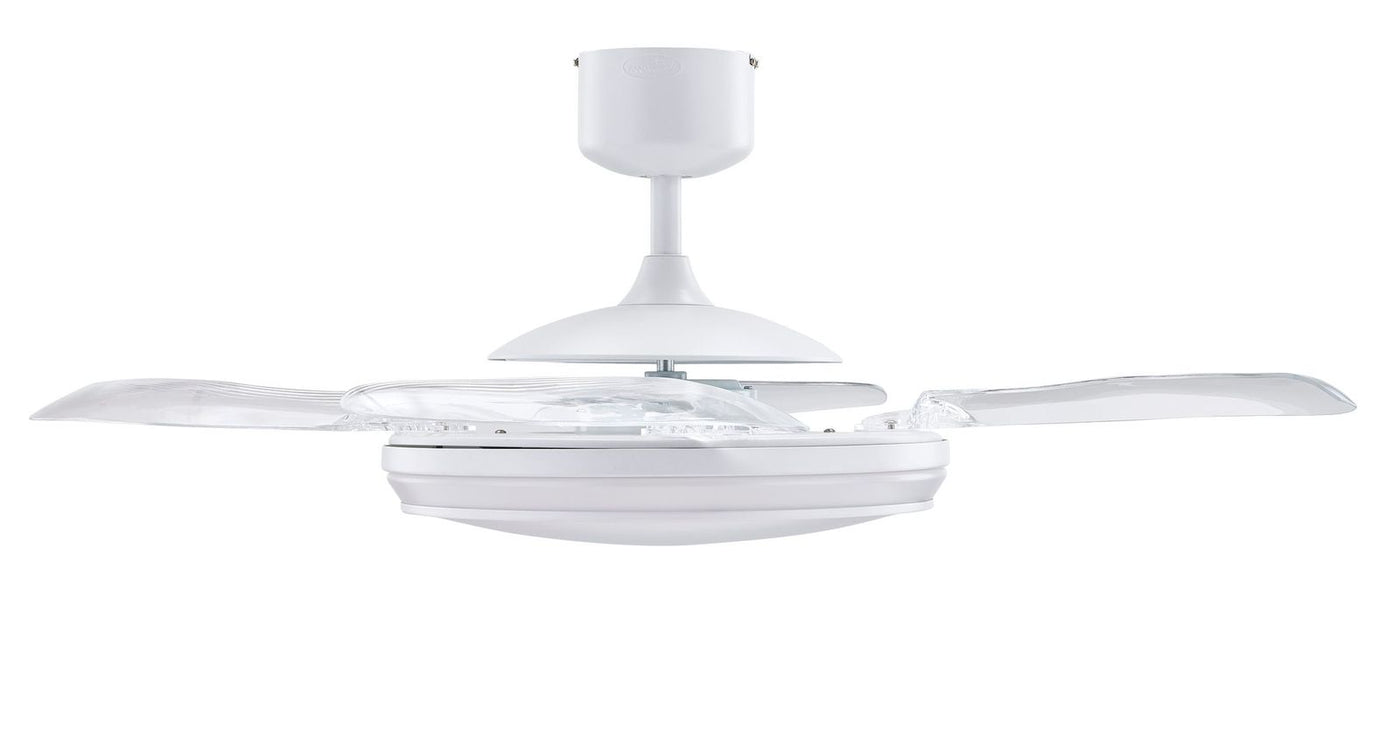 EVO1 48 Inch 1 Light White Fan with Retractable Blades and LED
