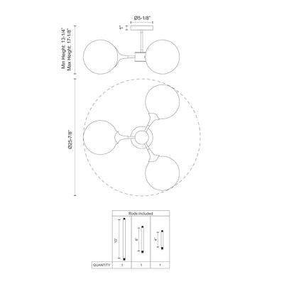Nouveau 26-in Steel Semi-Flush Mount