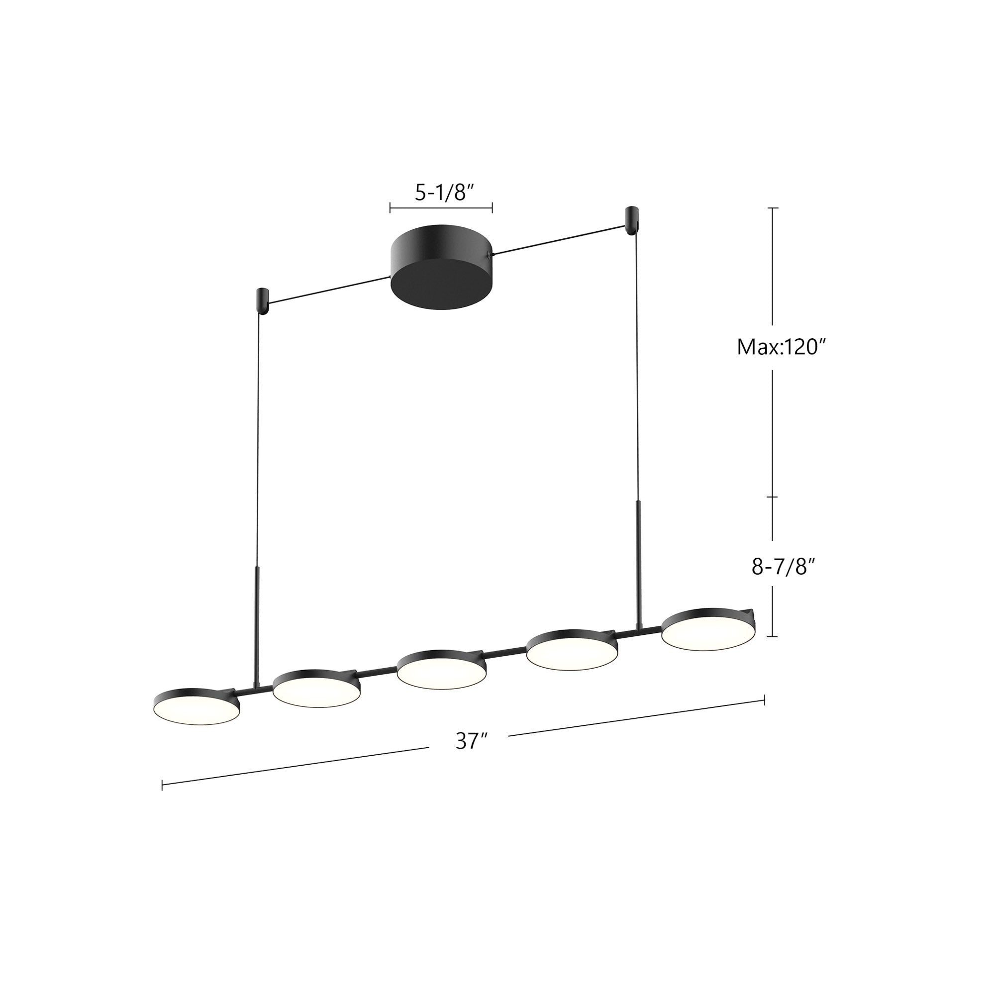 Novel 37-in Aluminum Linear Pendant