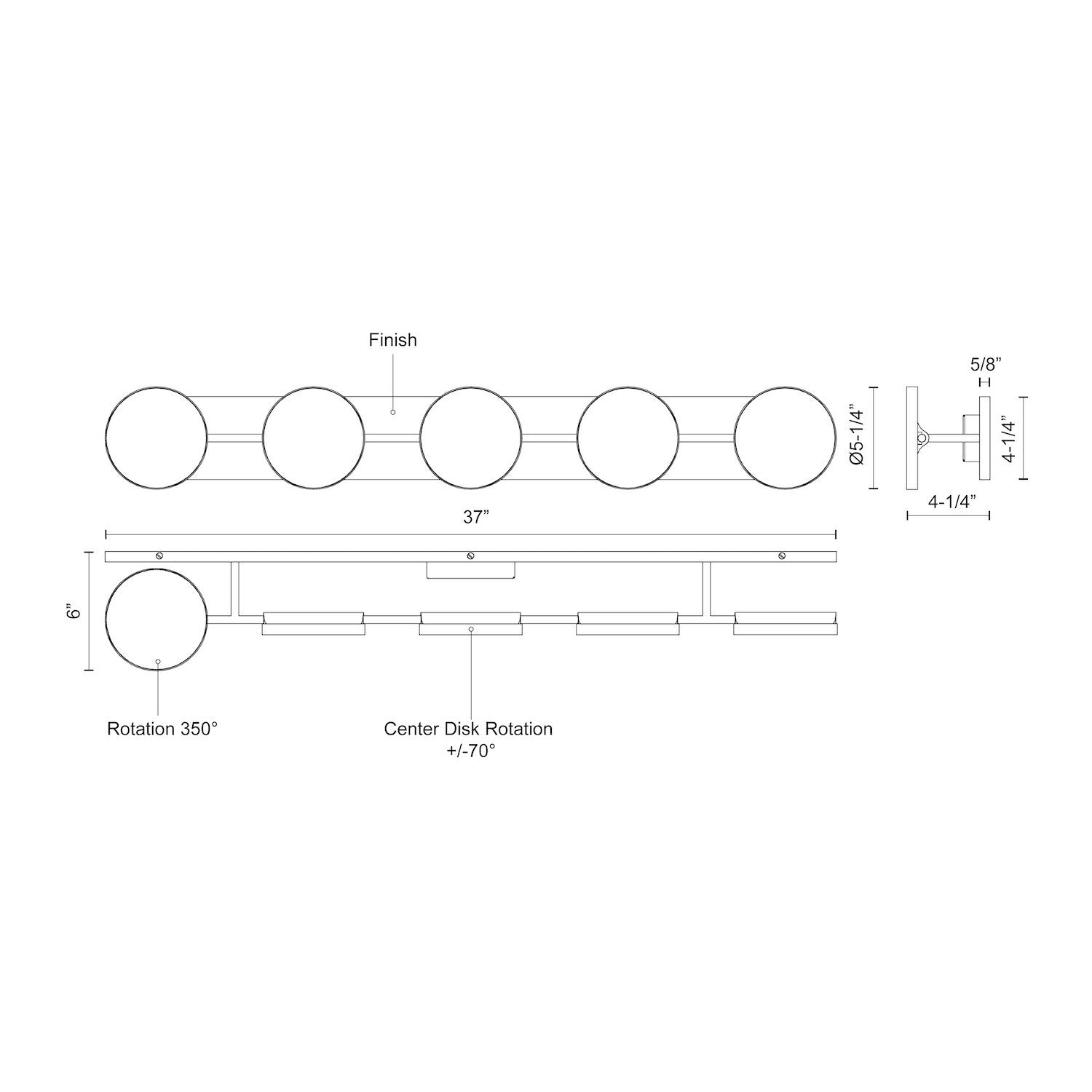 Novel 37-in Aluminum Vanity Light