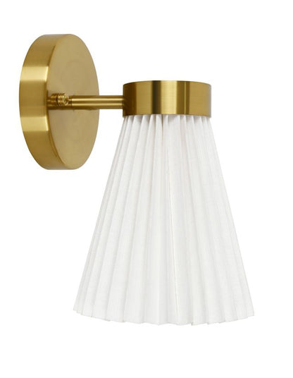 Amore 1 Light Aged Brass Linen Wall Sconce with White Shade