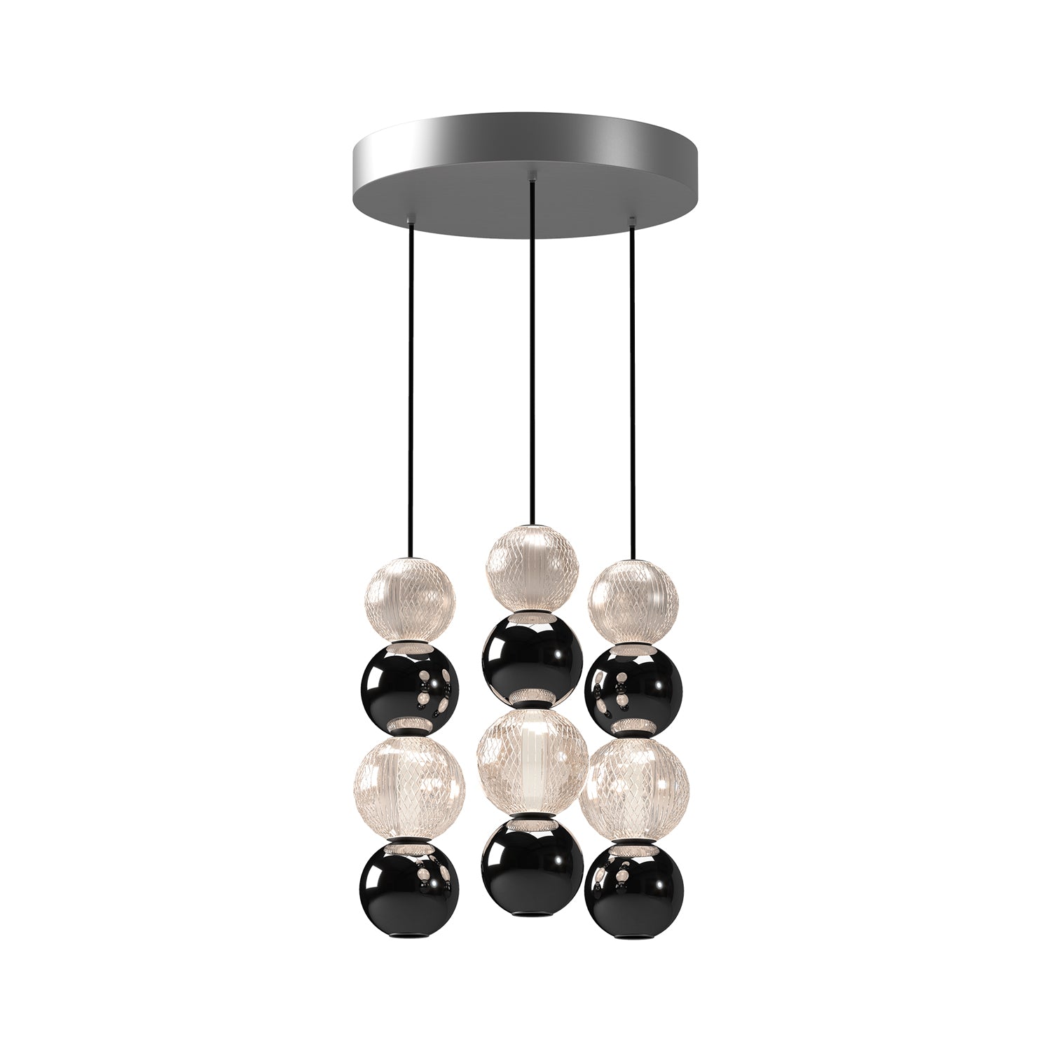 Onyx 3 Head Steel Multi Pendant