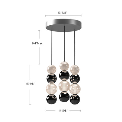 Onyx 3 Head Steel Multi Pendant