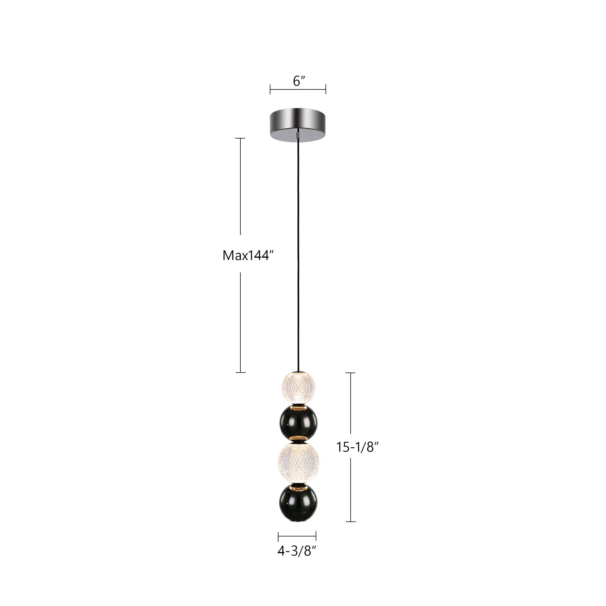 Onyx 5-in Steel Pendant