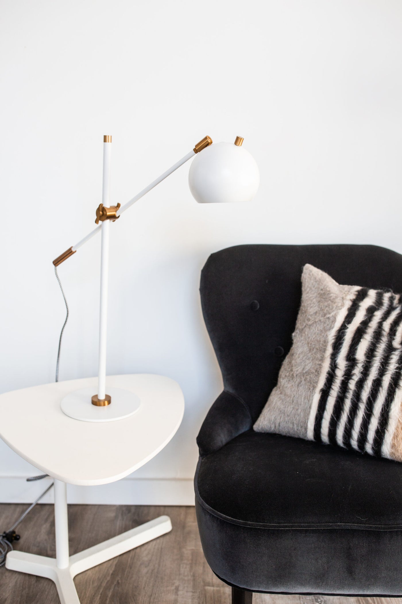 28-inch Orwell White Weathered Brass Accent Table Lamp