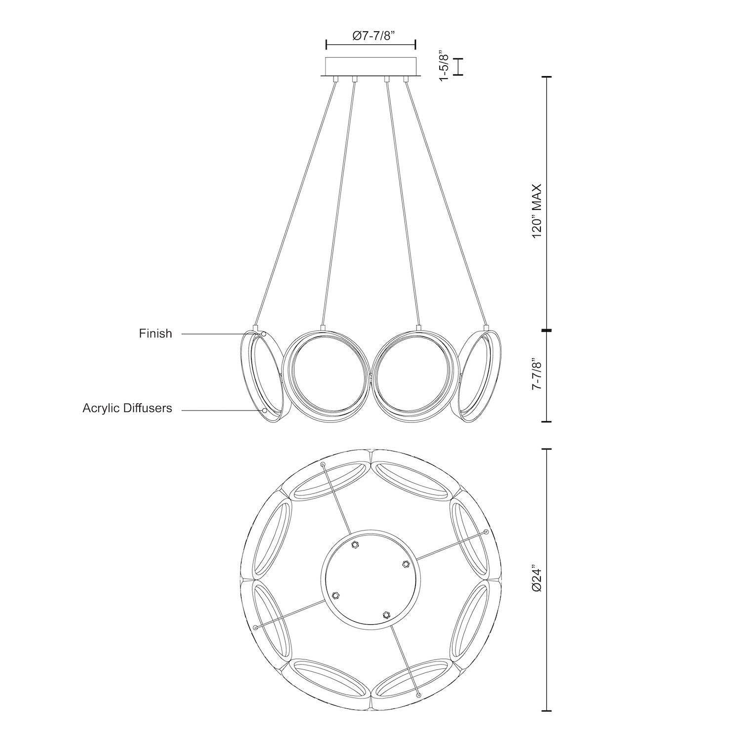 Oros 24-in Aluminum Chandelier