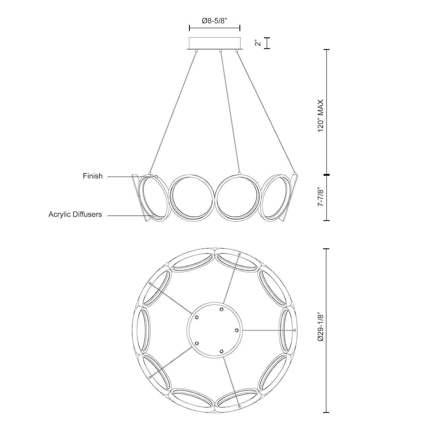 Oros 29-in Aluminum Chandelier