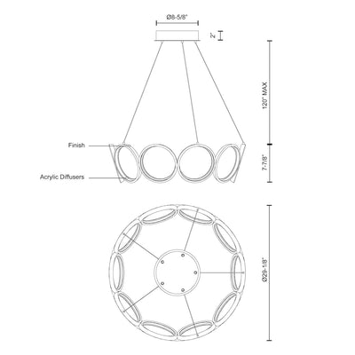 Oros 29-in Aluminum Chandelier