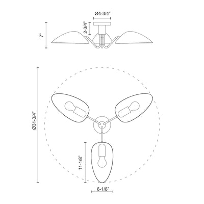 Oscar 32-in Steel Semi-Flush Mount