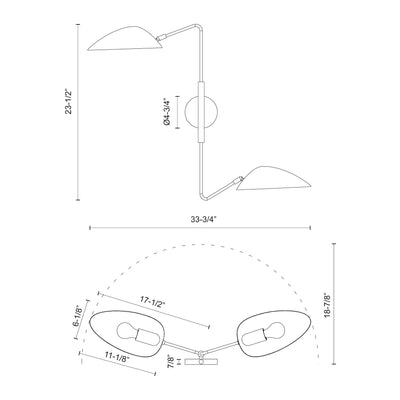Oscar 6-in 2 Lights Steel Vanity Light
