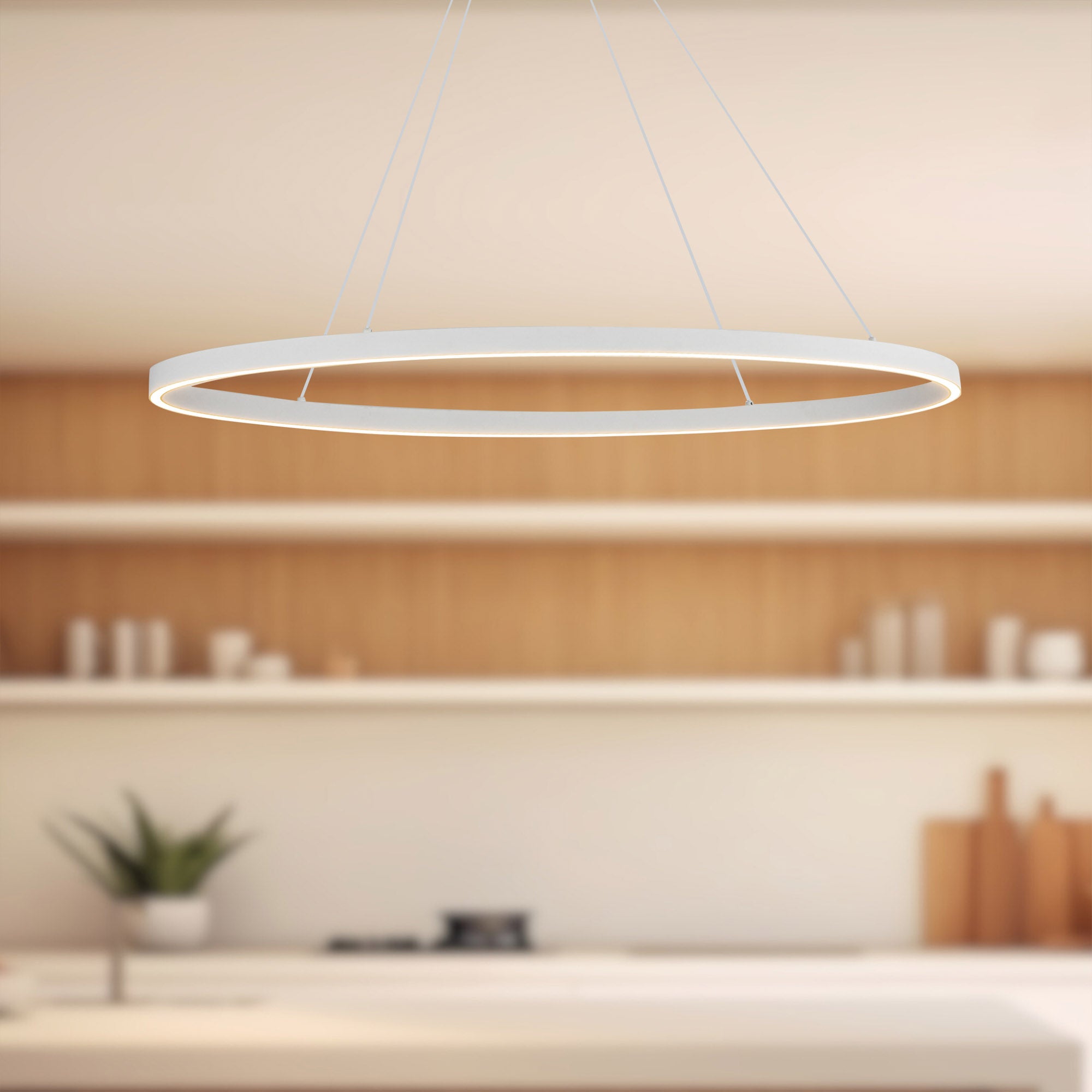 Ovale 40-in Aluminum Linear Pendant