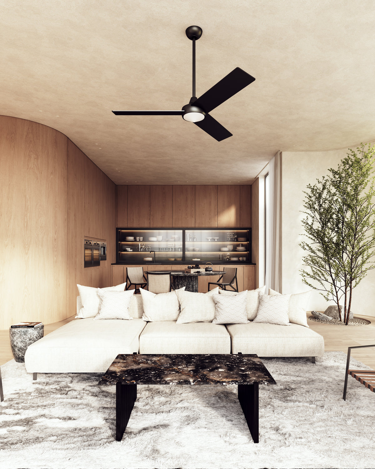Owens 56-in Matte Black Reversible DC LED Ceiling Fan