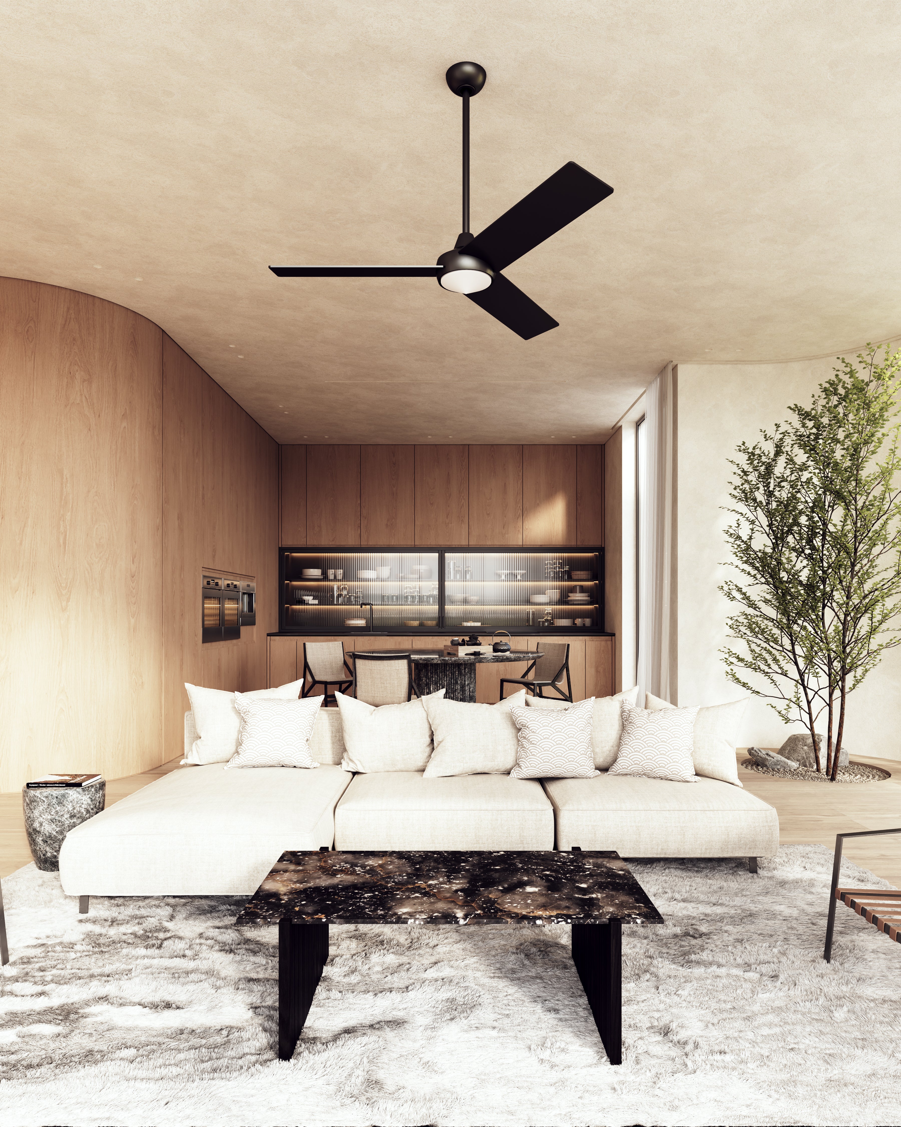 Owens 56-in Matte Black Reversible DC LED Ceiling Fan