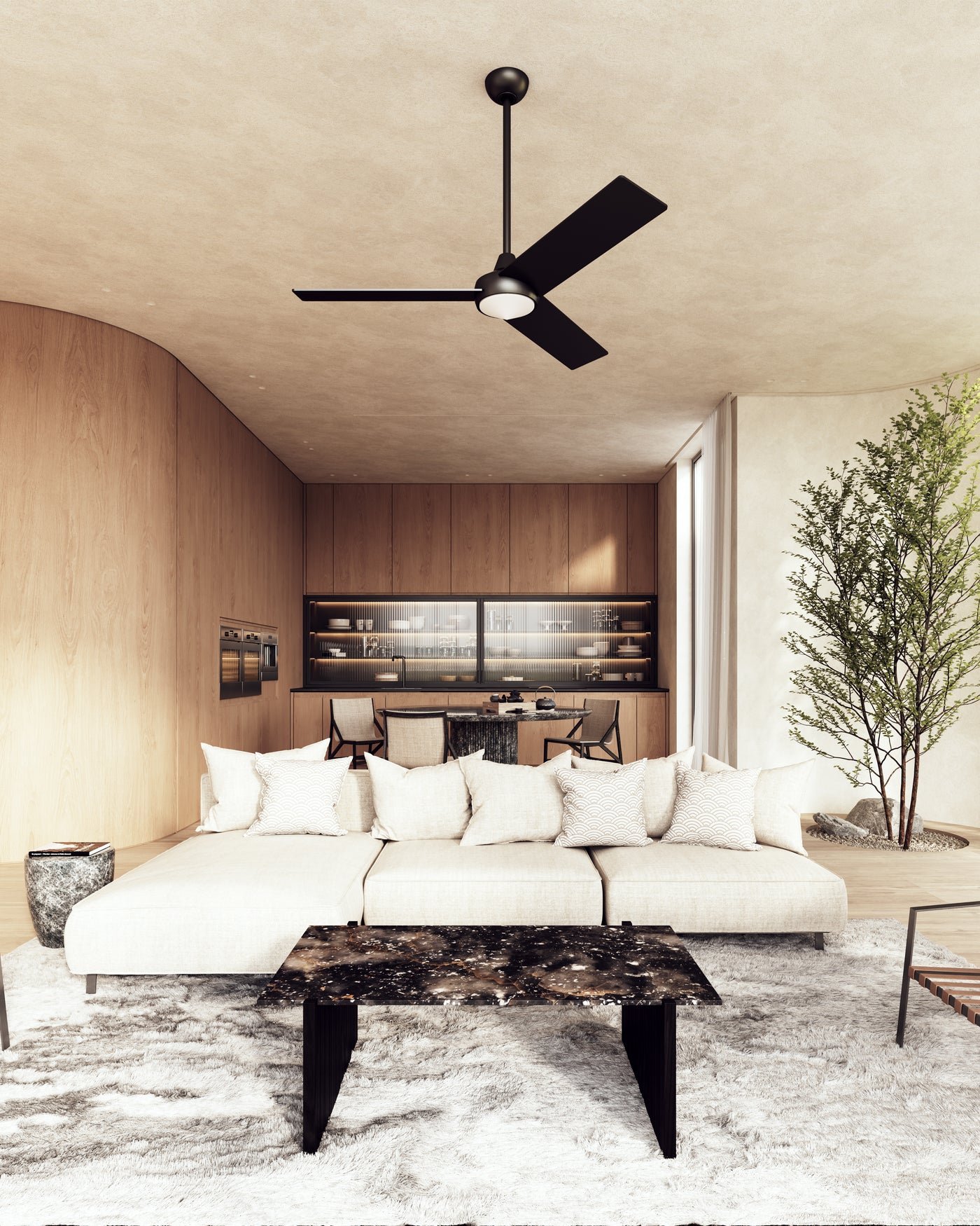 Owens 56-in Matte Black Reversible DC LED Ceiling Fan