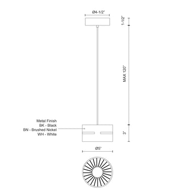 Oxford 5-in Aluminum Pendant