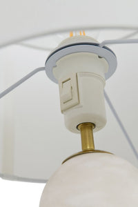 Firma 2 Light Linen Table Lamp with Alabaster Base