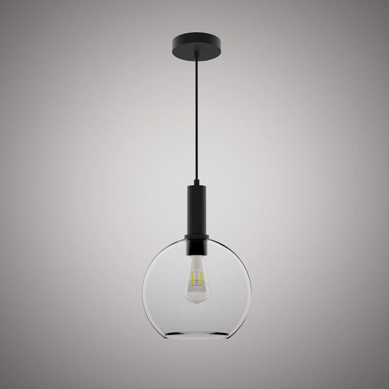 1 Lights Haven 10-in Clear Glass Pendant  Matte Black