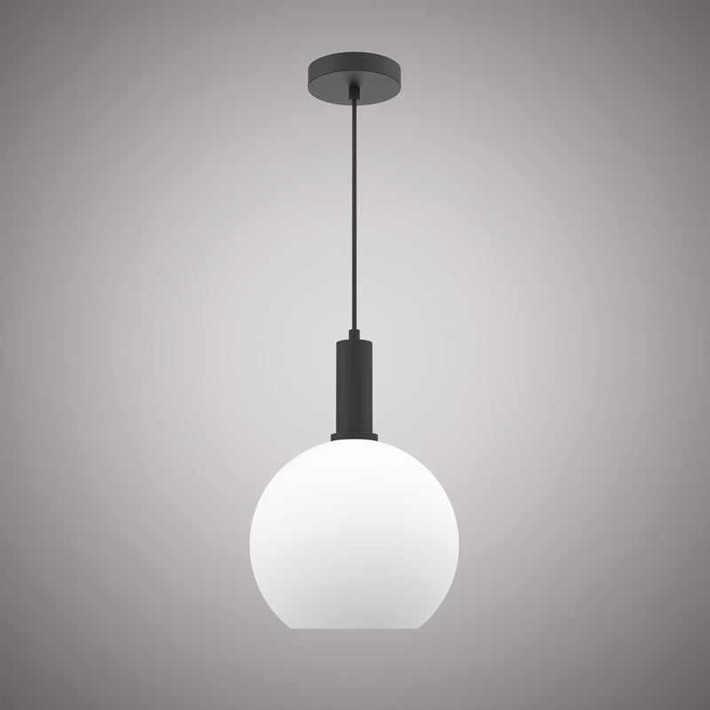 1 Lights Haven 10-in Matte Black Pendant White Opal Glass