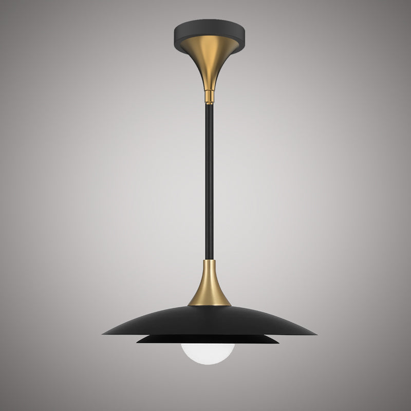 1 Lights New Port 17-in Pendant  Matte Black/Aged Brass  Dimmable 60W
