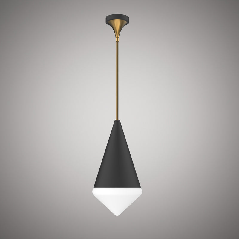 1 Lights Beverly Pendant Matte Black/ Aged Brass  Dimmable 60W