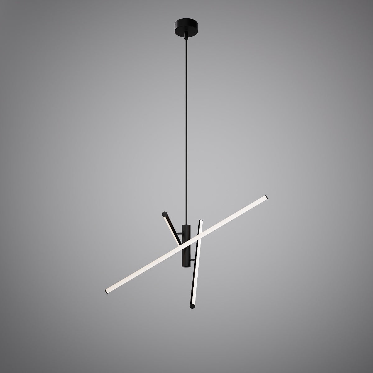 3-light Matte Black Dimmable Adjustable LED Pendant Light