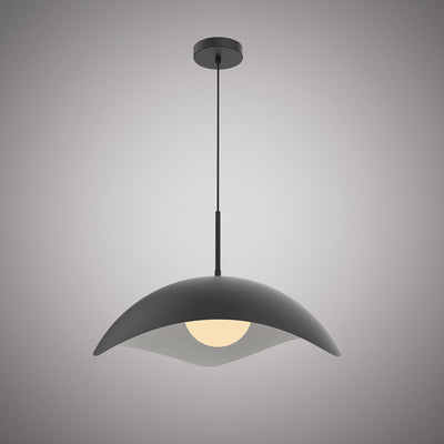 Radiance 1-Light Matte Black Outside/White Inside Pendant Dimmable 60W