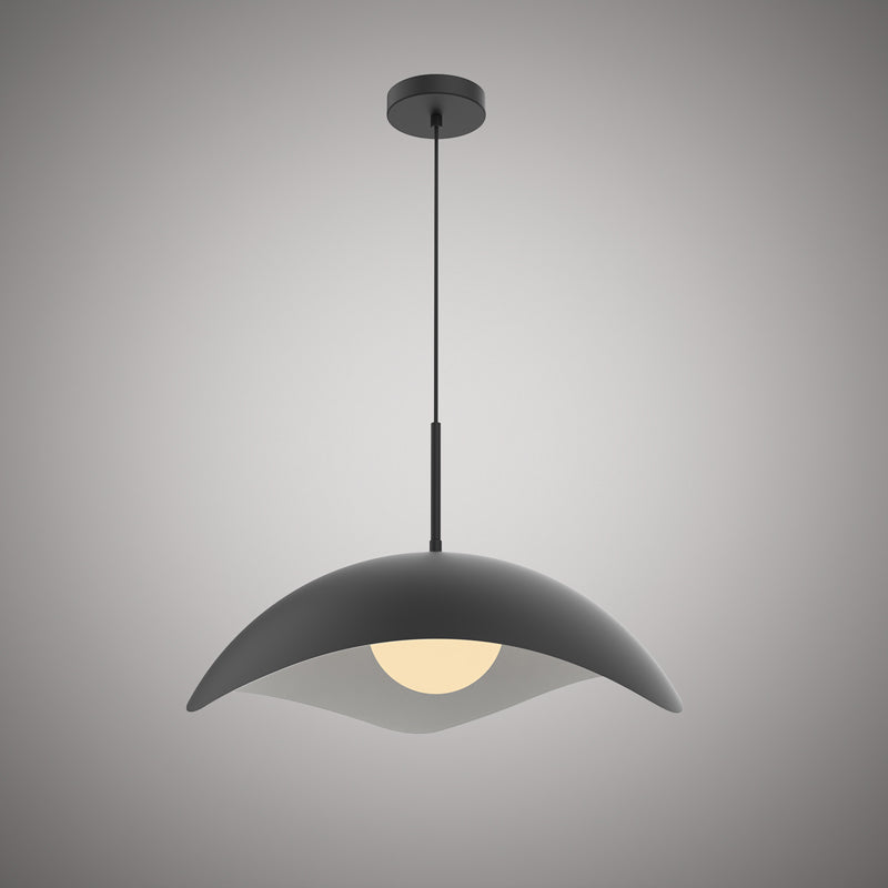 1 Lights Radiance Pendant Matte Black Outside/White Inside  Dimmable 60W