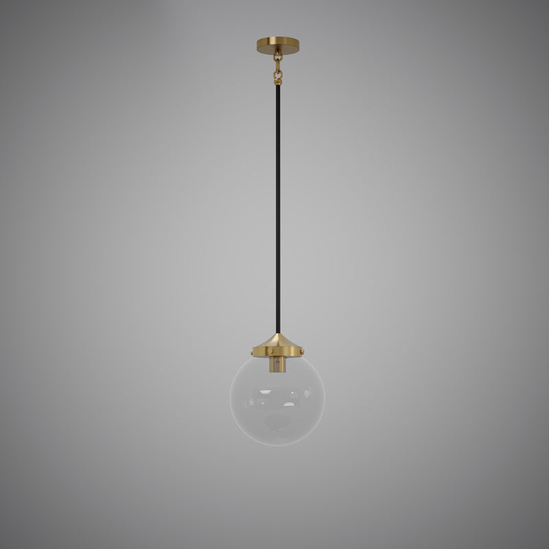 1 Lights Bianca Matte Black/Aged Brass Clear Glass Pendant