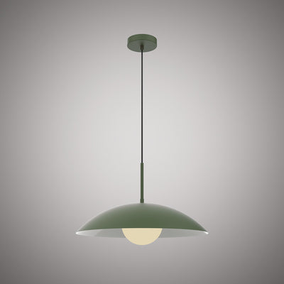 Nordic 1-Light Green Outside/Matte White Inside Pendant Dimmable 60W