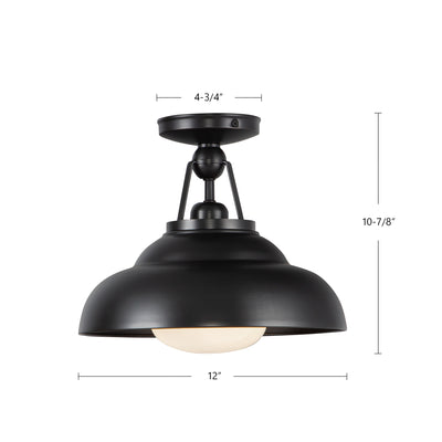 Palmetto 12-in Steel Semi-Flush Mount