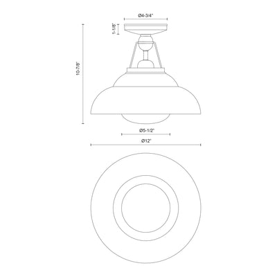 Palmetto 12-in Steel Semi-Flush Mount