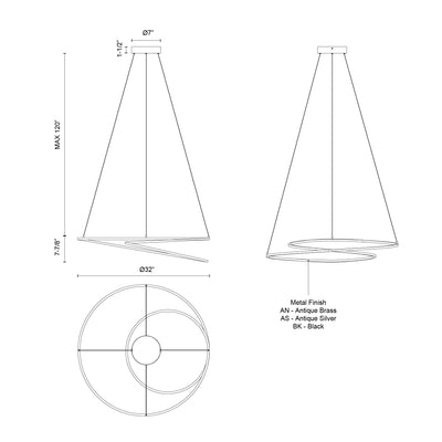 Twist 32-in Aluminum Pendant