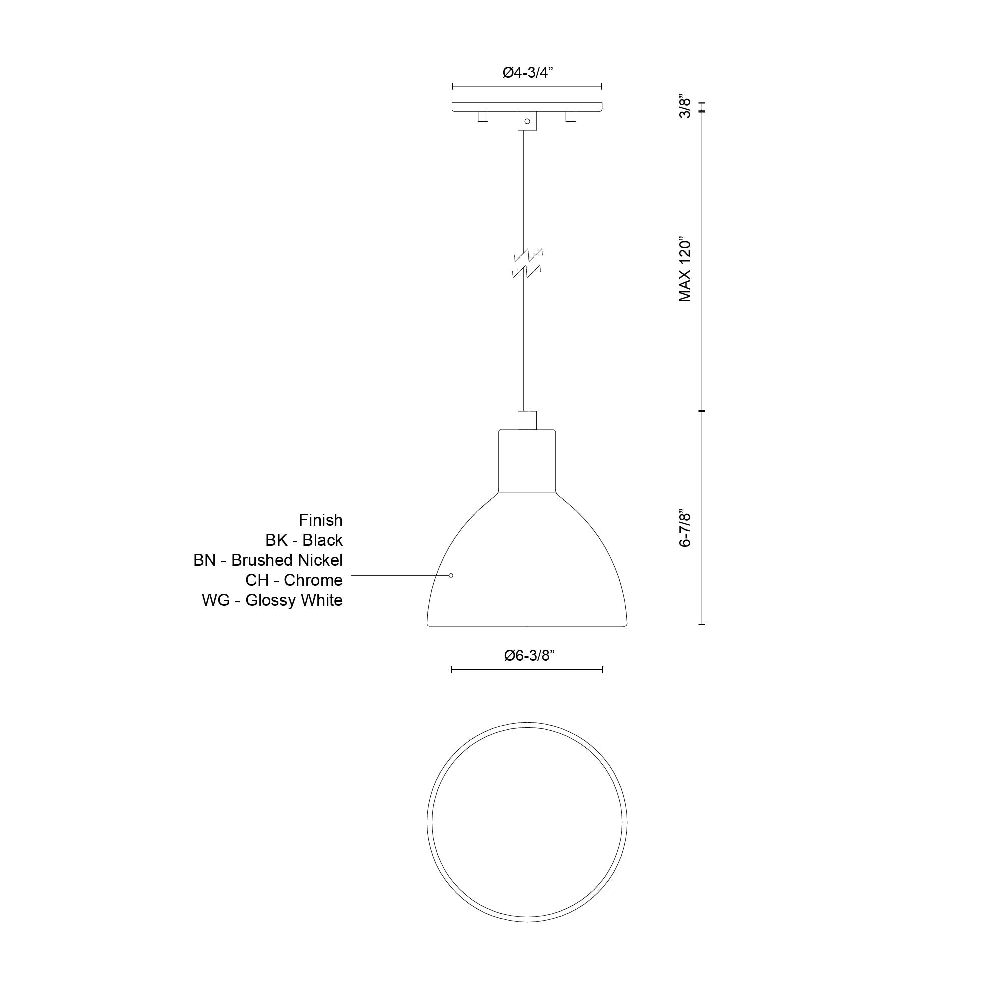 Chroma 6-in Steel Pendant